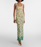Là Fuori Embellished floral gown