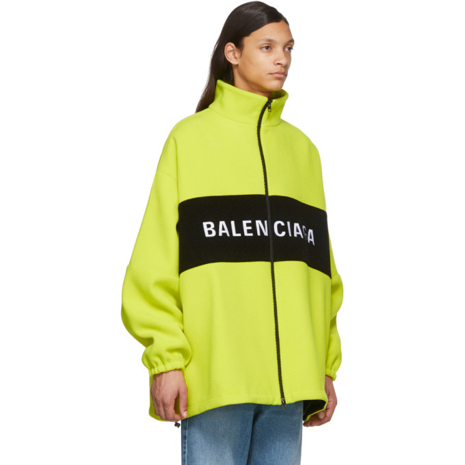 Balenciaga Yellow Wool Logo Zip-Up Jacket Balenciaga