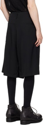 YOHJI YAMAMOTO Black Wool Gabardine St Pocket Shorts