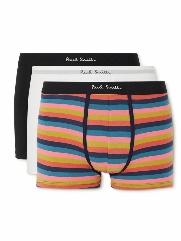 Photo: Paul Smith - Three-Pack Stretch-Cotton Jersey Boxer Briefs - Multi