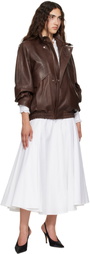 Nour Hammour Brown Ariste Leather Bomber Jacket