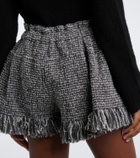 Sacai Fringed wool-blend tweed shorts