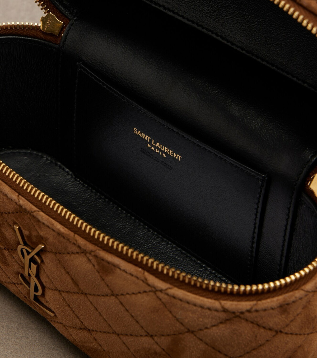 Saint Laurent Gaby Mini quilted suede vanity bag