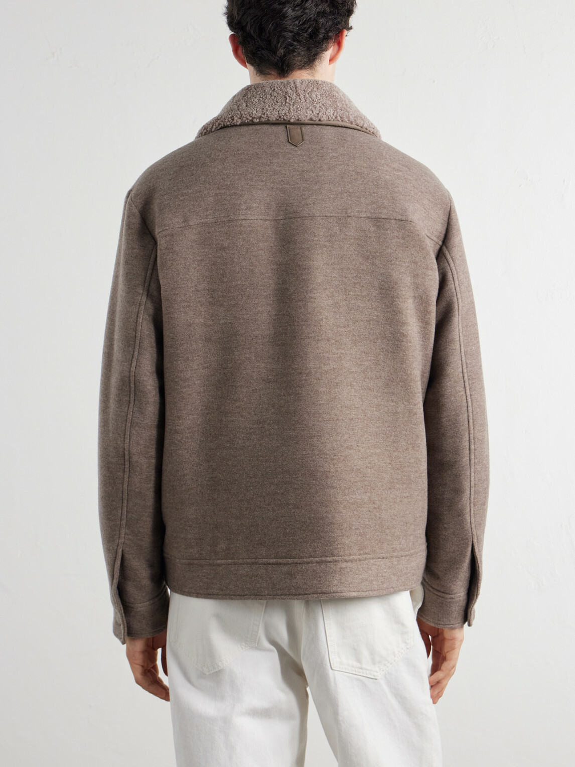 Canali - Shearling-Trimmed Wool and Cashmere-Blend Bomber Jacket - Neutrals