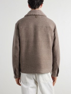 Canali - Shearling-Trimmed Wool and Cashmere-Blend Bomber Jacket - Neutrals