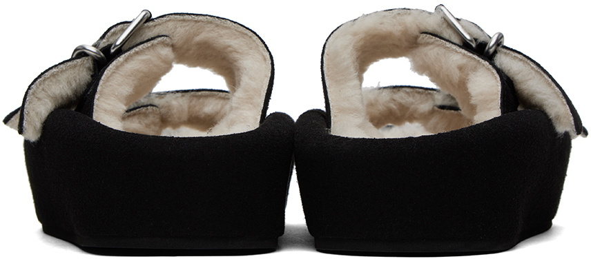 MM6 Maison Margiela Black Sunken Footbed Slides