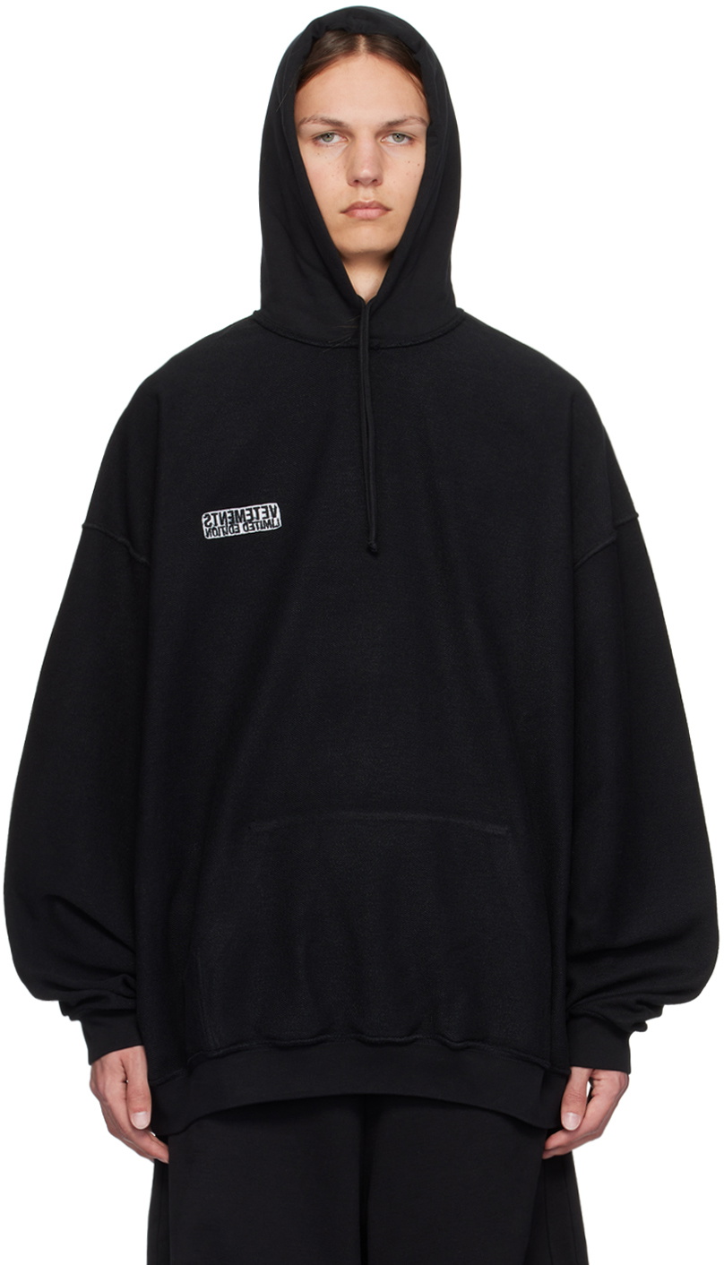 VETEMENTS 18AW BFRND INSIDE OUT スウェット VETEMENTS Black Inside-Out Label Hoodie Vetements
