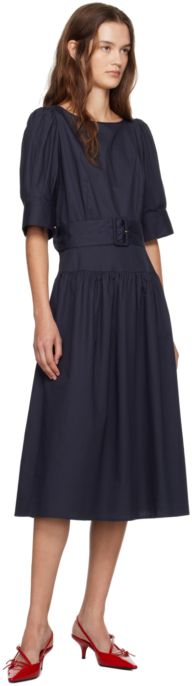 Caro Editions Navy Bjorg Midi Dress