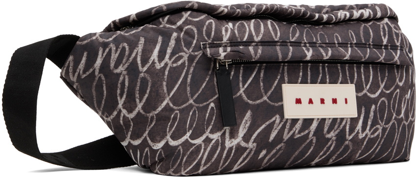 Marni Gray & White Scribble Print Puff Belt Pouch