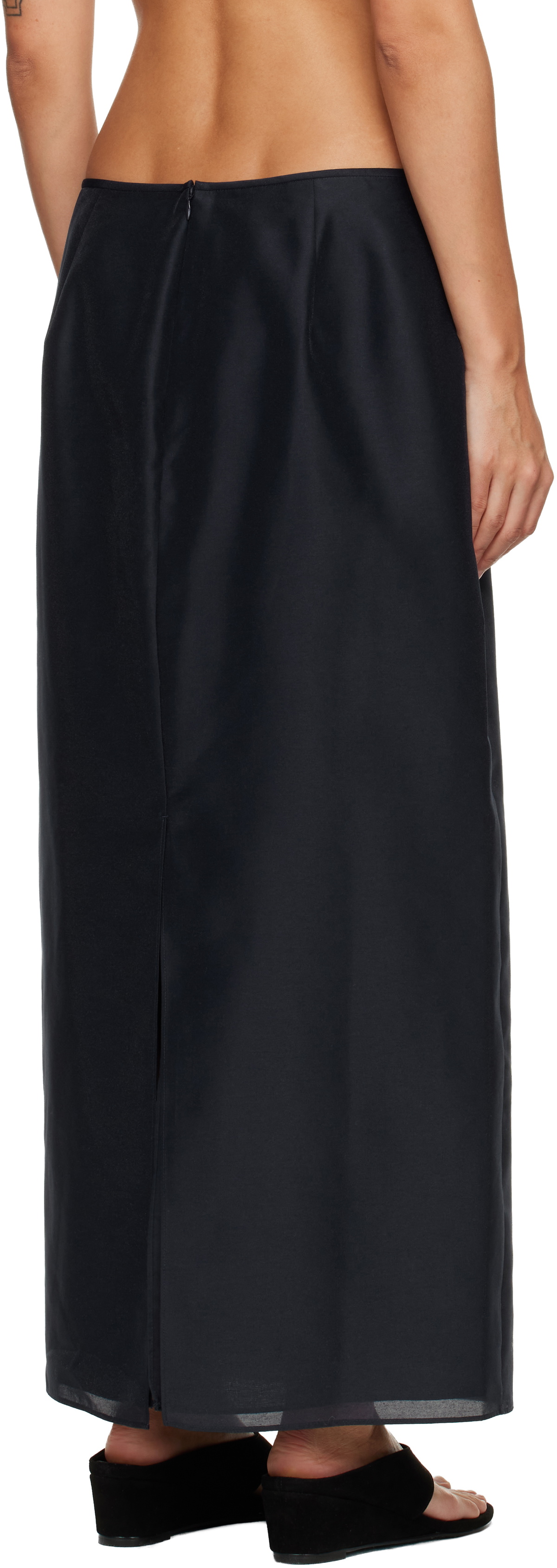 LE17SEPTEMBRE Navy Sheer Structured Midi Skirt