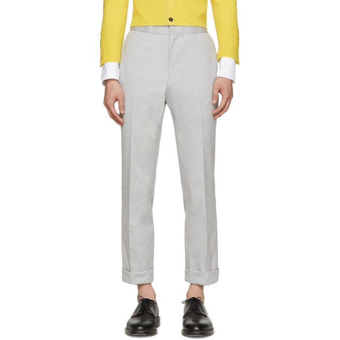 Photo: Thom Browne Grey MÃ©lange Oxford Trousers