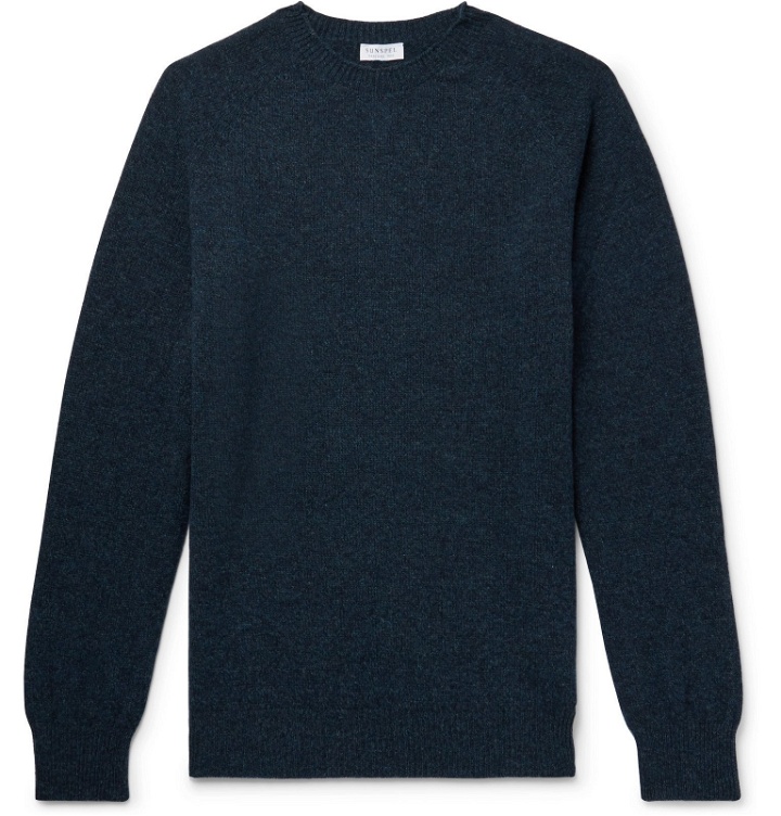 Photo: Sunspel - Mélange Wool Sweater - Blue