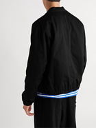 AMI PARIS - Logo-Embroidered Padded Cotton-Gabardine Bomber Jacket - Black