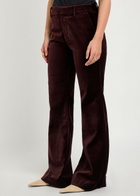 Paige Marlow Flared-leg Velvet Trousers Aubergine