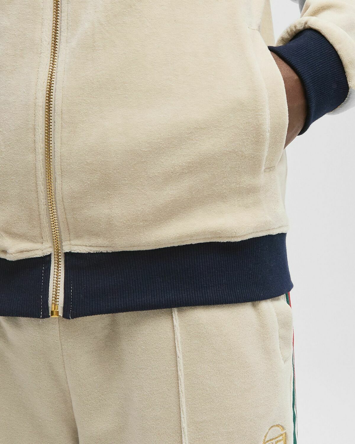 Sergio Tacchini SPENCER VELOUR TRACK TOP Beige Mens Track Jacket