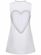 AREA - Crystal Heart Crepe Mini Dress