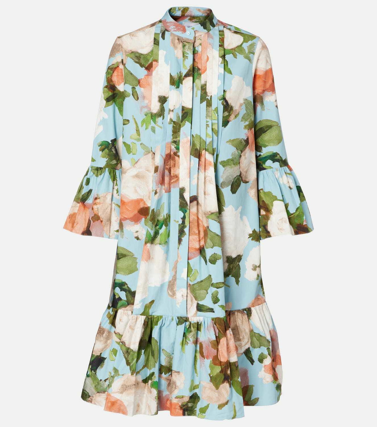 Erdem Floral gathered cotton poplin minidress