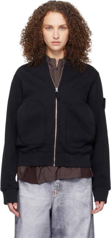 Photo: Stone Island Black 6100014 Mesh Stitch Organic Fleece Track Jacket
