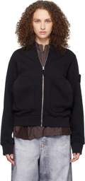 Stone Island Black 6100014 Mesh Stitch Organic Fleece Track Jacket