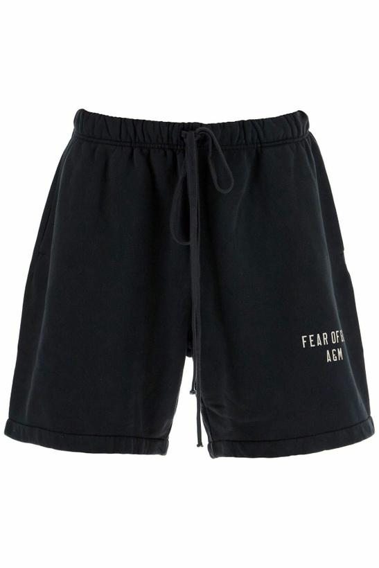 Photo: FEAR OF GOD ESSENTIALS high-waisted black cotton fleece shorts Black