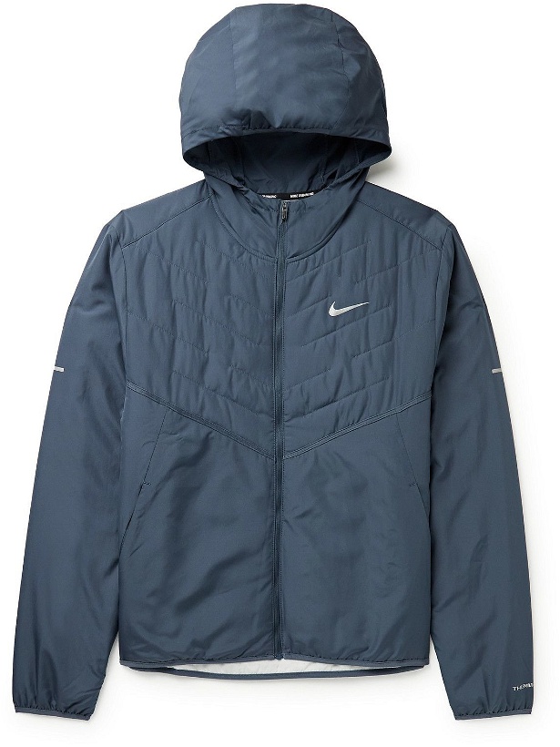 Photo: Nike Running - Quilted Padded Therma-FIT Hooded Jacket - Blue