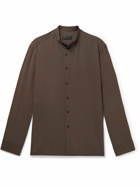 Nili Lotan - Maxcene Grandad-Collar Silk Shirt - Brown