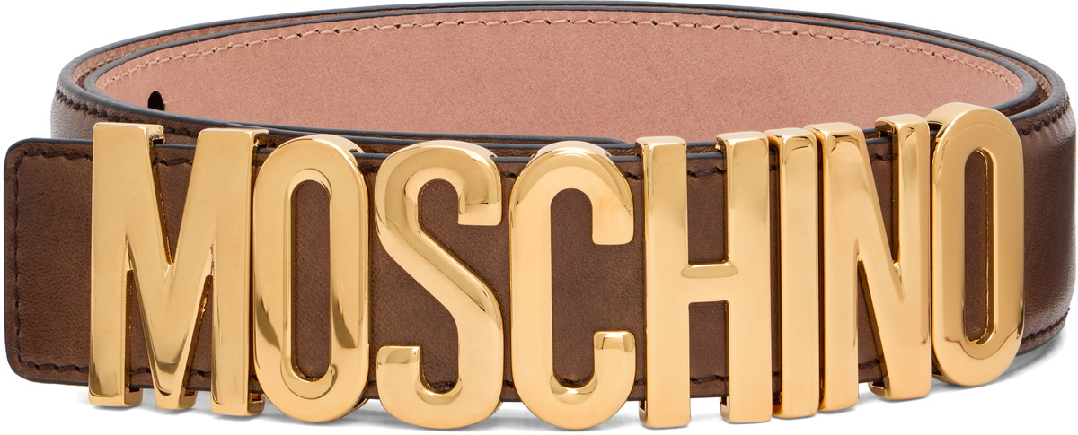 Moschino Brown Logo Hardware Belt