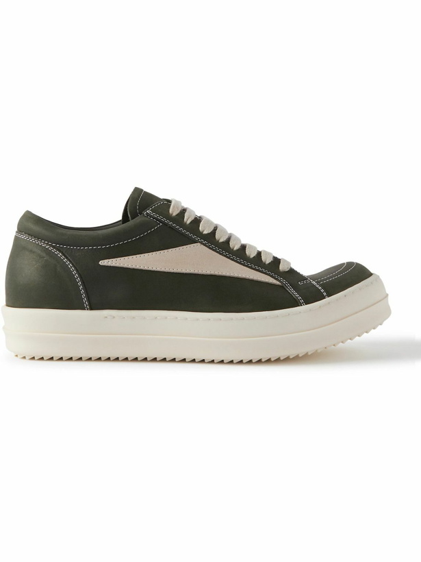 Photo: Rick Owens - Vintage Suede-Trimmed Nubuck Sneakers - Green