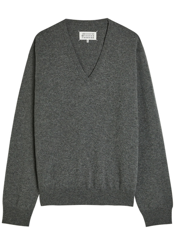 Photo: Maison Margiela V-neck Wool Jumper Dark Grey