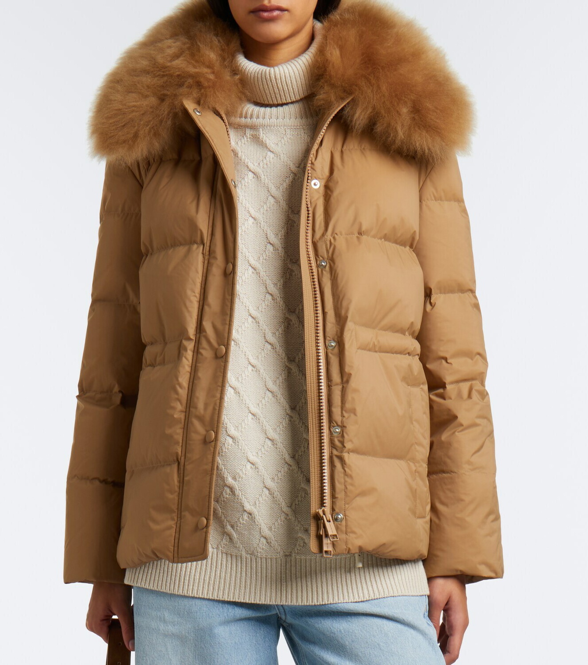Yves Salomon Shearling-trimmed down jacket
