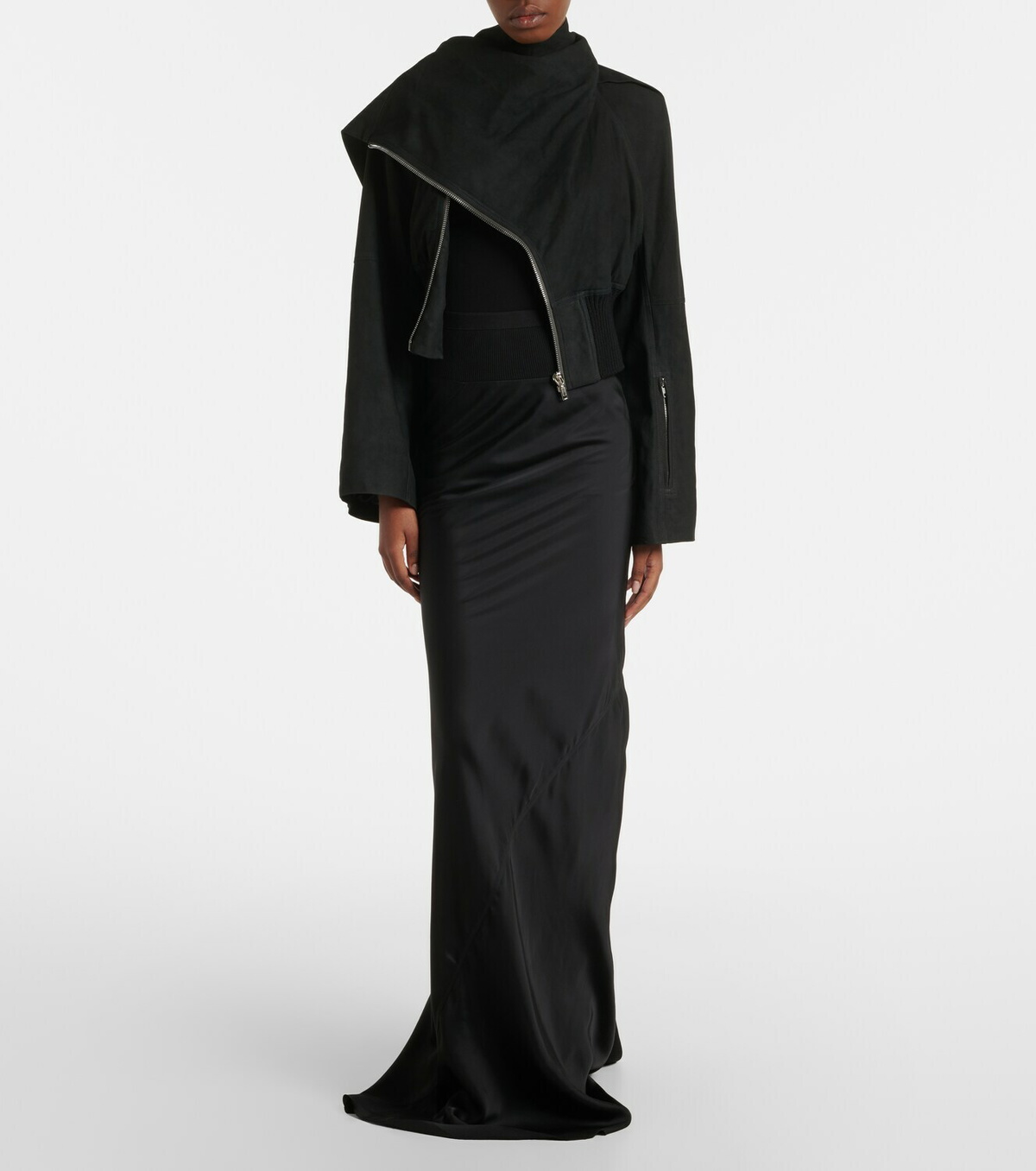 Rick Owens Scarf Flight leather jacket