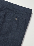 Purdey - Mayfair Slim-Fit Pleated Herringbone Wool-Blend Tweed Trousers - Blue