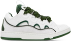 Lanvin White & Green Curb Sneakers