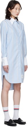 Thom Browne Blue Exaggerated Easy Fit Point Collar Shirt Minidress