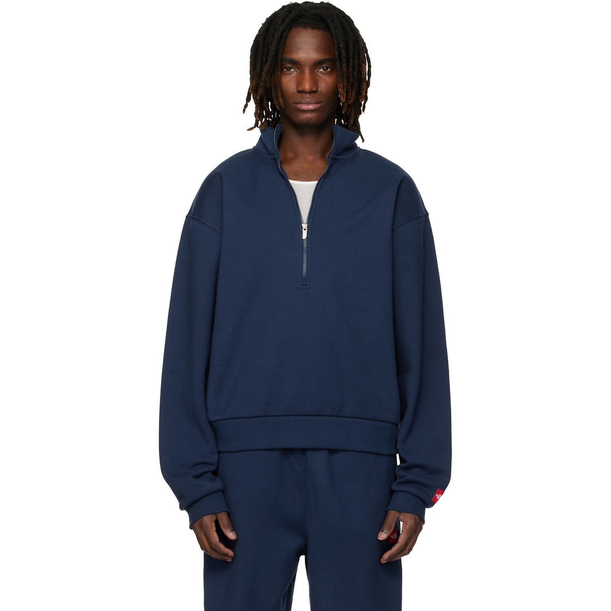 The North Face Navy TNF Red Box Half Zip Sweatshirt