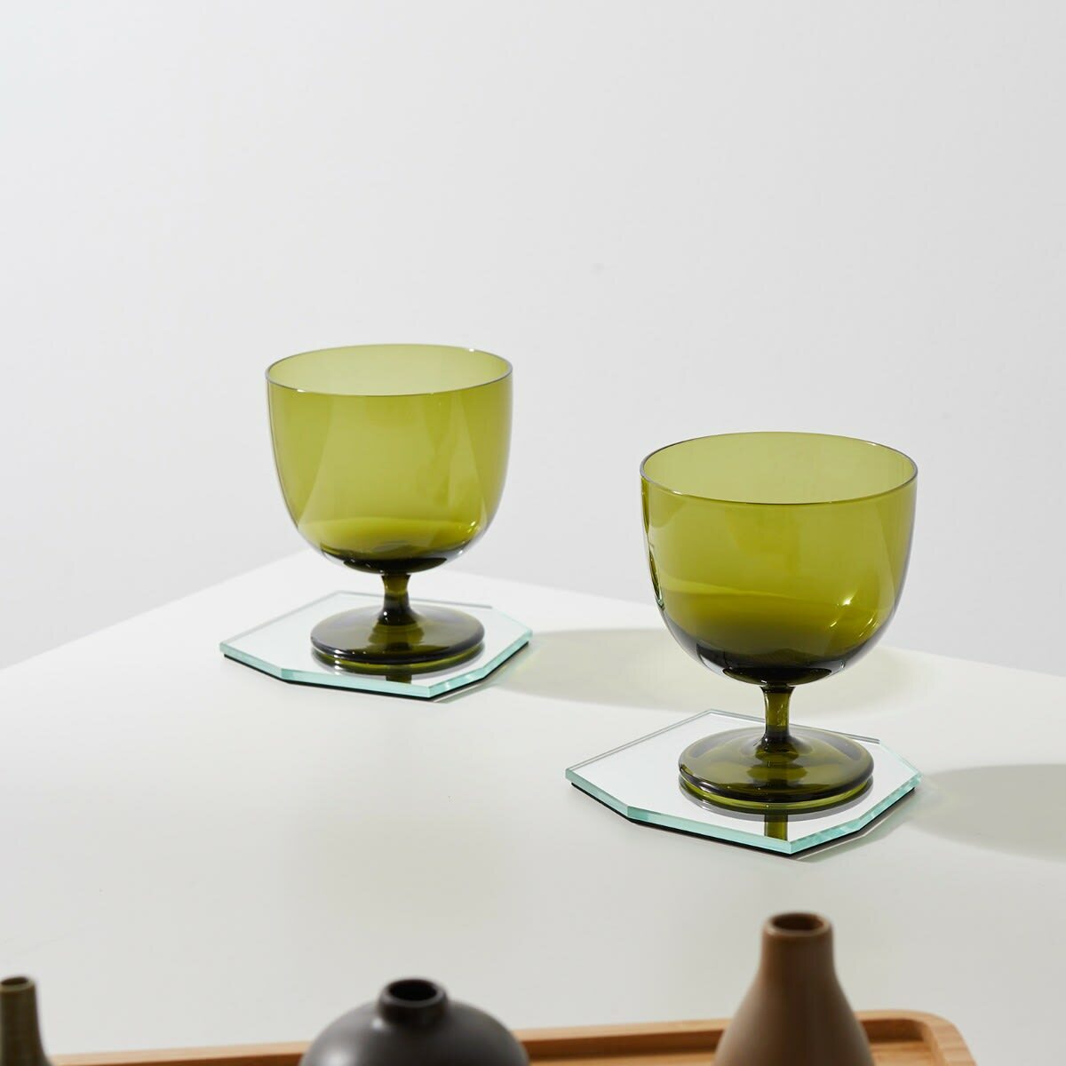 ferm LIVING Host Water Glasses - Set of 2 in Moss Green 