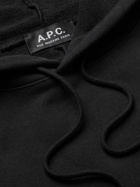 A.P.C. - Logo-Print Fleece-Back Cotton-Jersey Hoodie - Black