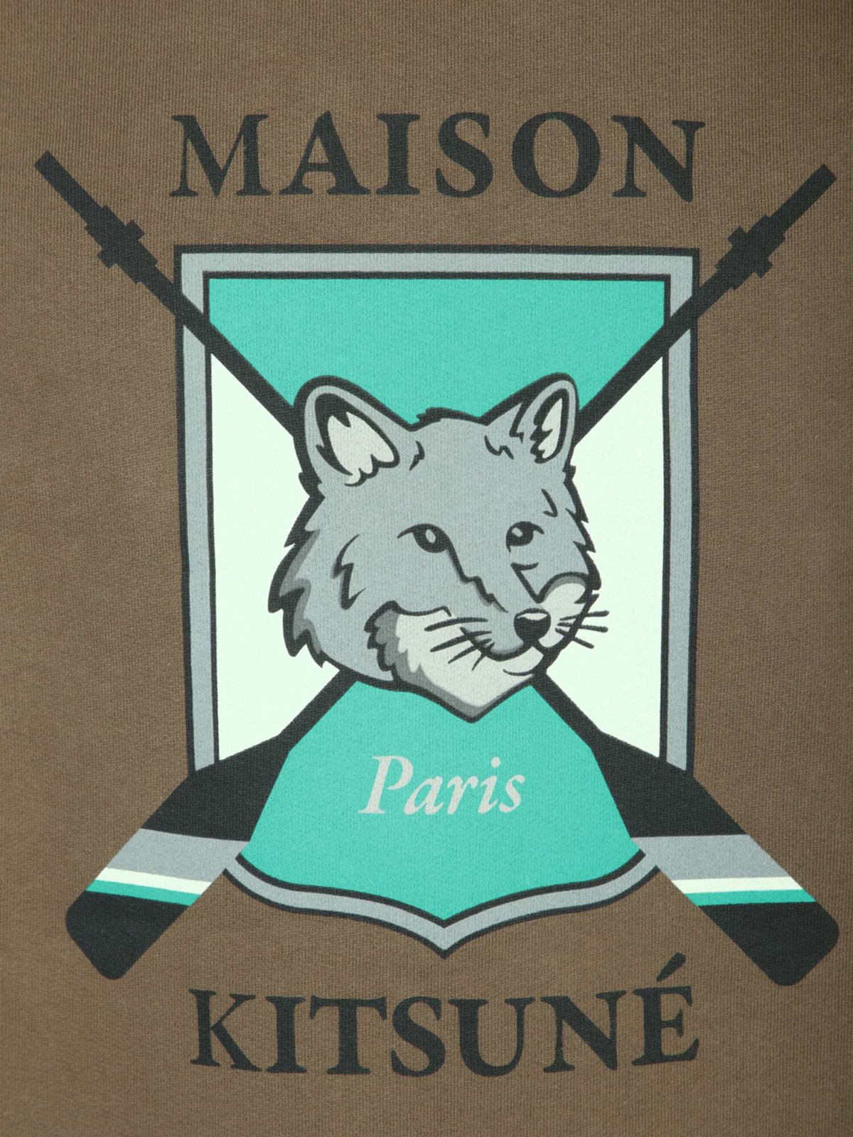 MAISON KITSUNE トレーナー COLLEGE FOX PRINTED Maison Kitsuné College Print Fox Sweatshirt Khaki Maison Kitsune