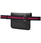 Gucci - Leather-Trimmed Monogrammed Coated-Canvas Belt Bag - Black