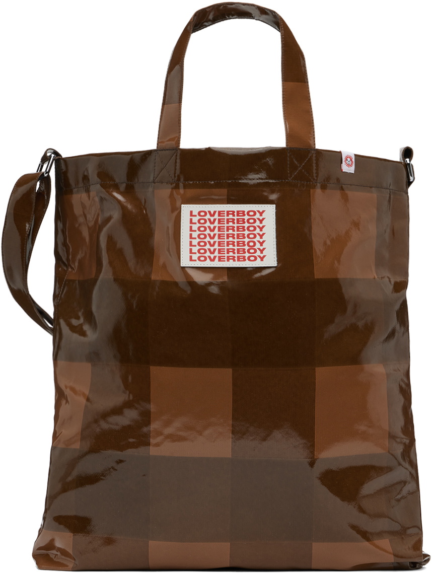 Charles Jeffrey LOVERBOY Brown Large Two Strap Check Tote