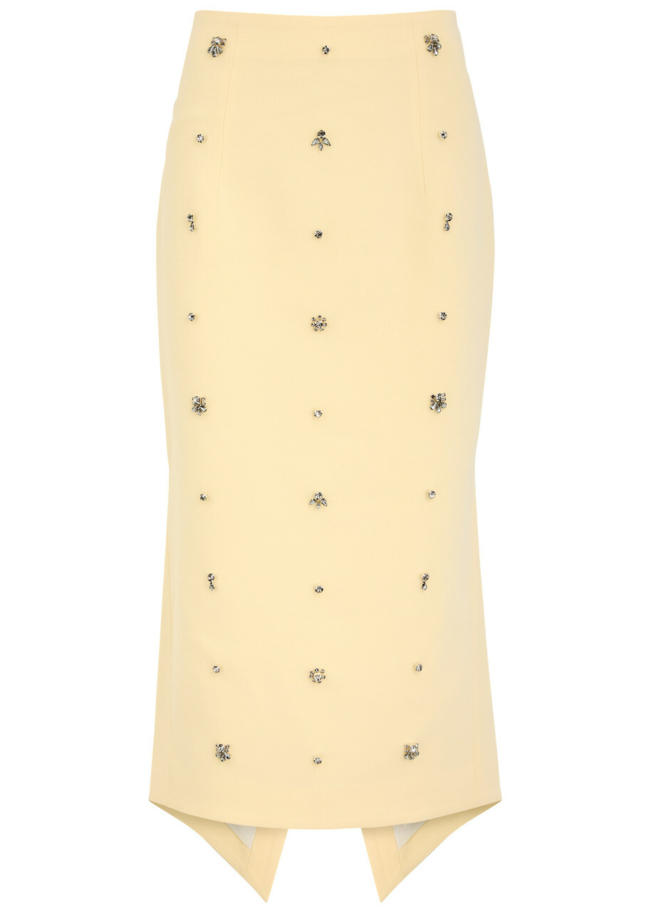 Huishan Zhang Thalia Crystal-embellished Midi Skirt Light Yellow