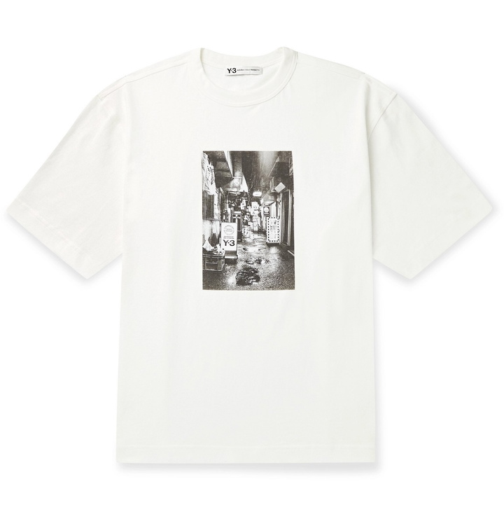 Photo: Y-3 - Printed Cotton-Jersey T-Shirt - White