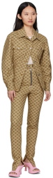 BONBOM Beige Monogram Print Jacket