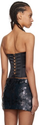 GUIZIO Black Satin Corset Top