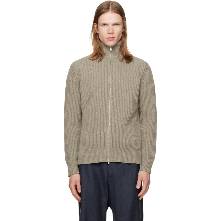 Photo: MM6 Maison Margiela Beige Ribbed Knit Sweater