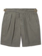 RUBINACCI - Manny Pleated Virgin Wool and Linen-Blend Twill Shorts - Gray - IT 46