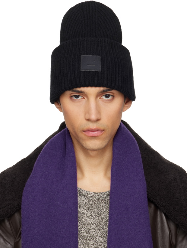 Photo: Acne Studios Black Large Face Logo Beanie