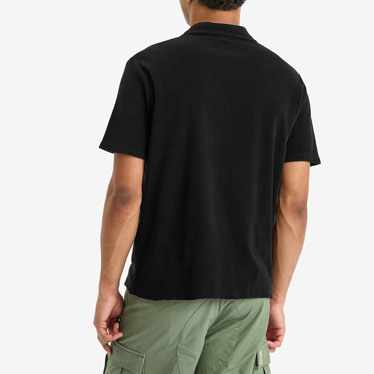 Universal Works Men's Newlyn Light Weight Terry Polo in Black