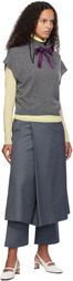 AO Yes Gray Ribbon Tie Cropped Knit Vest
