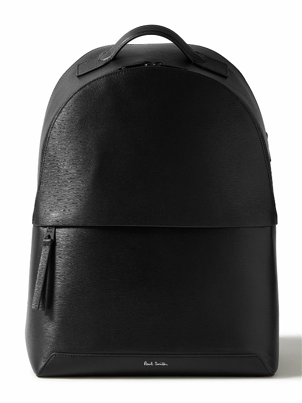 Photo: Paul Smith - Logo-Jacquard Webbing-Trimmed Textured-Leather Backpack